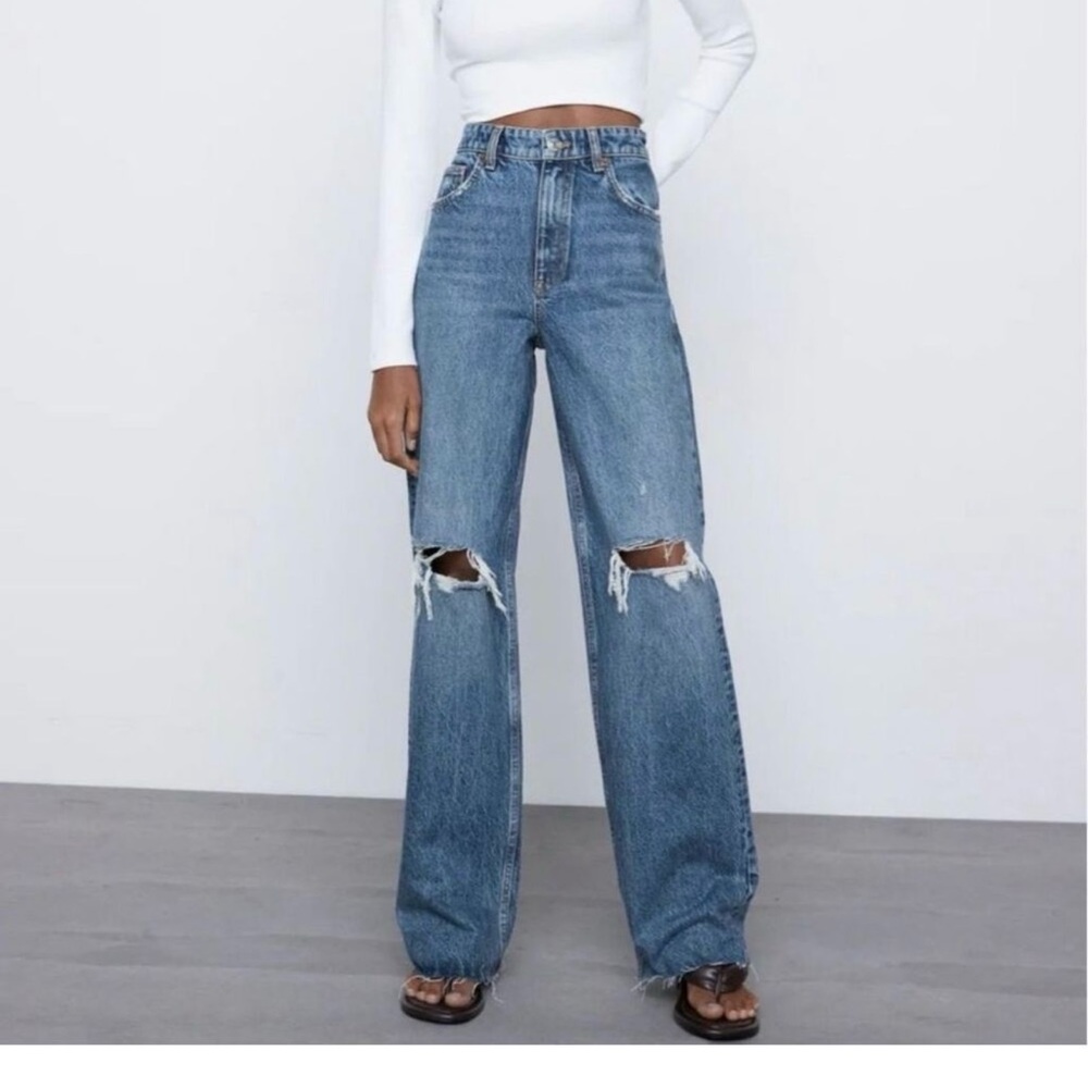 High-Waisted Distressed Zara Jeans